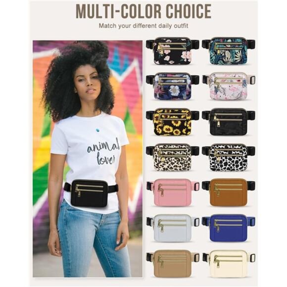 Fanny Packs for Women Fashion Waist Packs Bag with Adjustable Strap and 4 Zipper - Picture 6 of 7